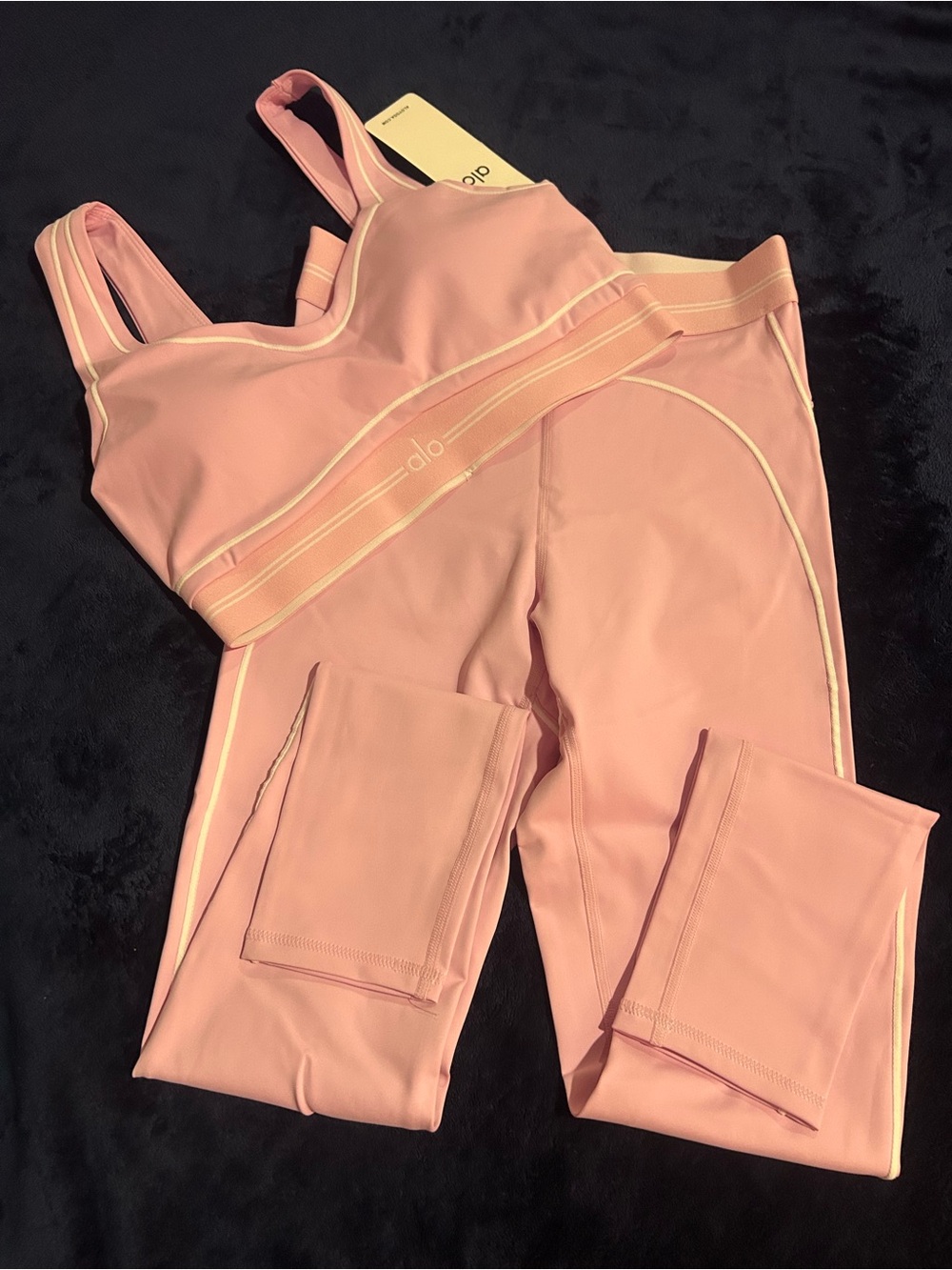 ALO Yoga Pink, Black, and Brown 2 piece matching set